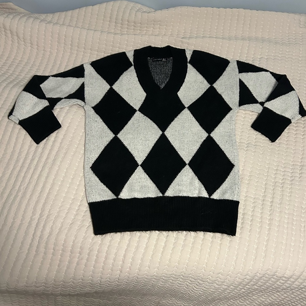 Black and White Black Tape Sweater